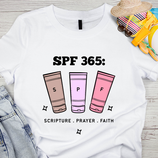 SPF 365: Scripture Prayer Faith Unisex Christian T-Shirt - Summer Faith Apparel